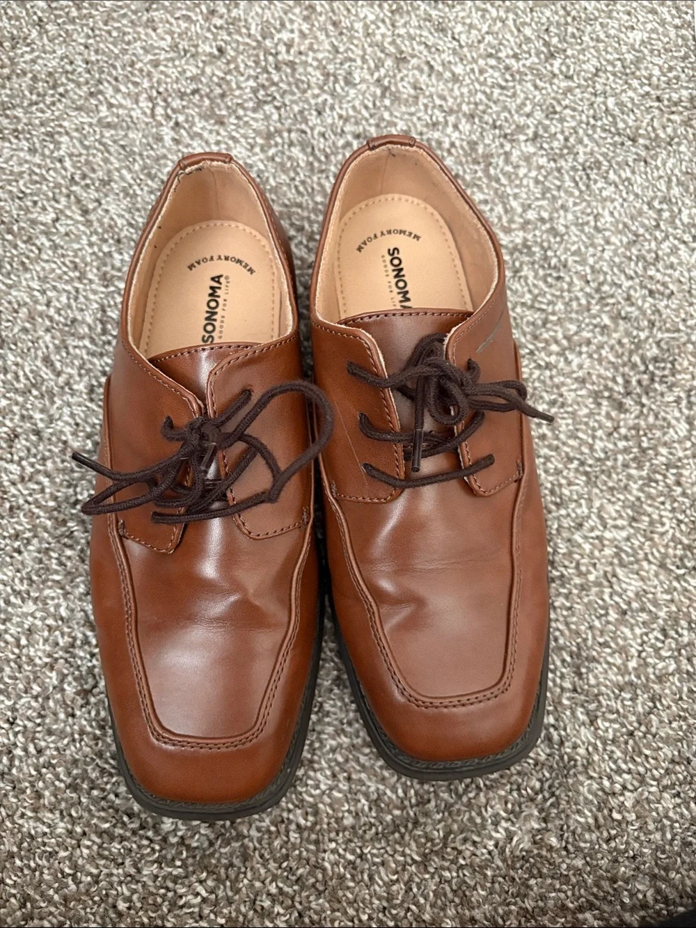 Sonoma boys Cognac Brown Leather Lace-Up Oxfords